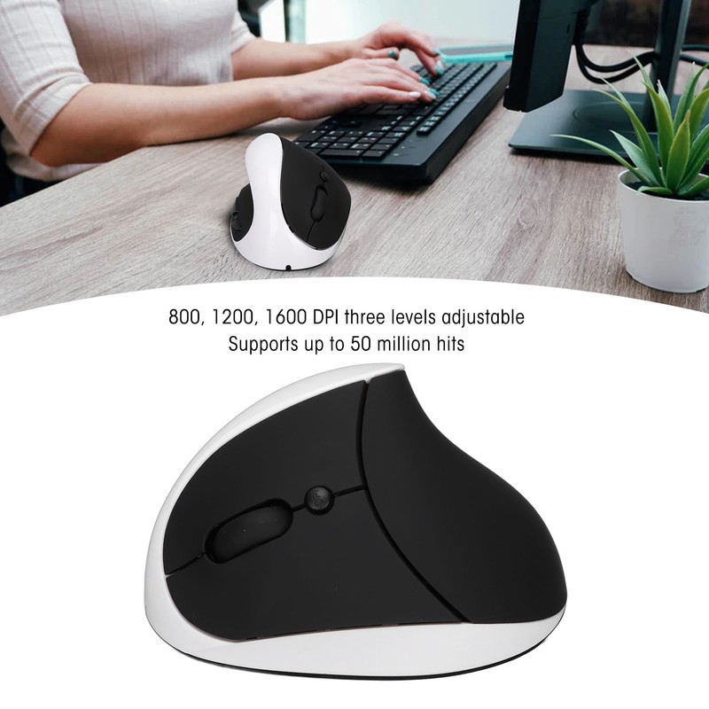 Left Hand Vertical Mouse 2.4G Wireless Vertical Ergonomic Mouse Rechargeable