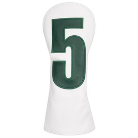 SHABIER White Golf Driver Headcover with No.5 Design for Golf #5 Club