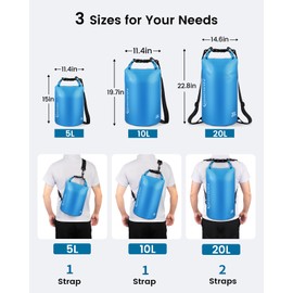 NHOWIN Waterproof Dry Bag, Roll Top Lightweight Waterproof Bag for Men Women 5L/10L/20L Dry Bags for Kayaking, Rafting, Beach, Boating, Swimming & Skiing Dry Waterproof Backpack - 20L