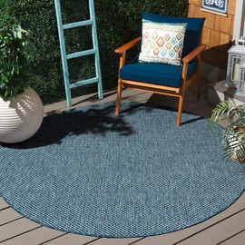 SAFAVIEH Courtyard Collection Area Rug - 10' Round, Navy & Grey, Non-Shedding & Easy Care, Indoor/Outdoor & Washable-Ideal for Patio, Backyard, Mudroom (CY8521-36821)