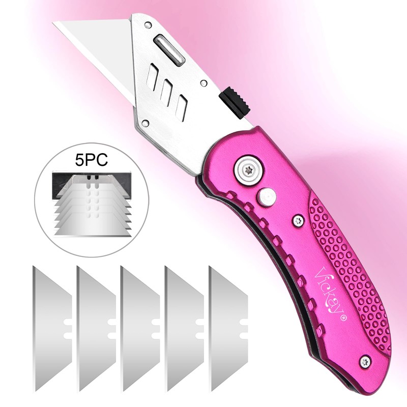 Vickay Folding Utility Knife, Box Cutter with 5 SK5 Quick