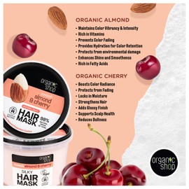 Organic Shop Hair Mask – Almond & Cherry Deep Conditioner, Hydrates, Nourishes & Repairs Dry, Damaged Hair, Intensive Hydration All Hair Types. 250 ml