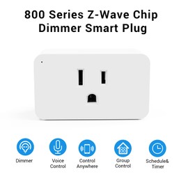 New One Zwave Outlet Dimmer, 800 Series Z-Wave Smart Plug, Bult in Zwave Repeater, Zwave Device, Z-Wave Hub Required, Work with Hubitat, SmartThings, Vera, Wink, Fibaro, Homeseer, 2GIG
