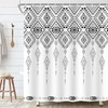 Emwnodti Western Shower Curtain, Southwestern Grey White Aztec Tribal Geometry