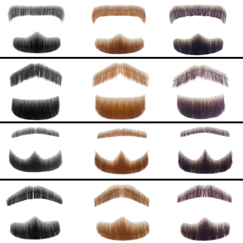 Fake Beard Goatee Mustache Realistic 100% Full Hand Tied Facial