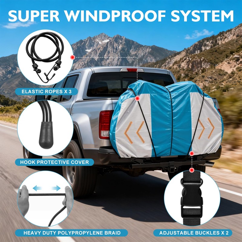 Bike Cover for Transport on Rack,15Mil Thickness PE Material,Elastic Straps