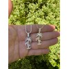 Harlembling MOISSANITE Real 925 Silver Gold Palm Tree Necklace Pendant