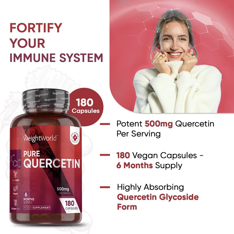 Pure Quercetin 1000mg - 180 Vegan Quercetin Powder Capsules (2