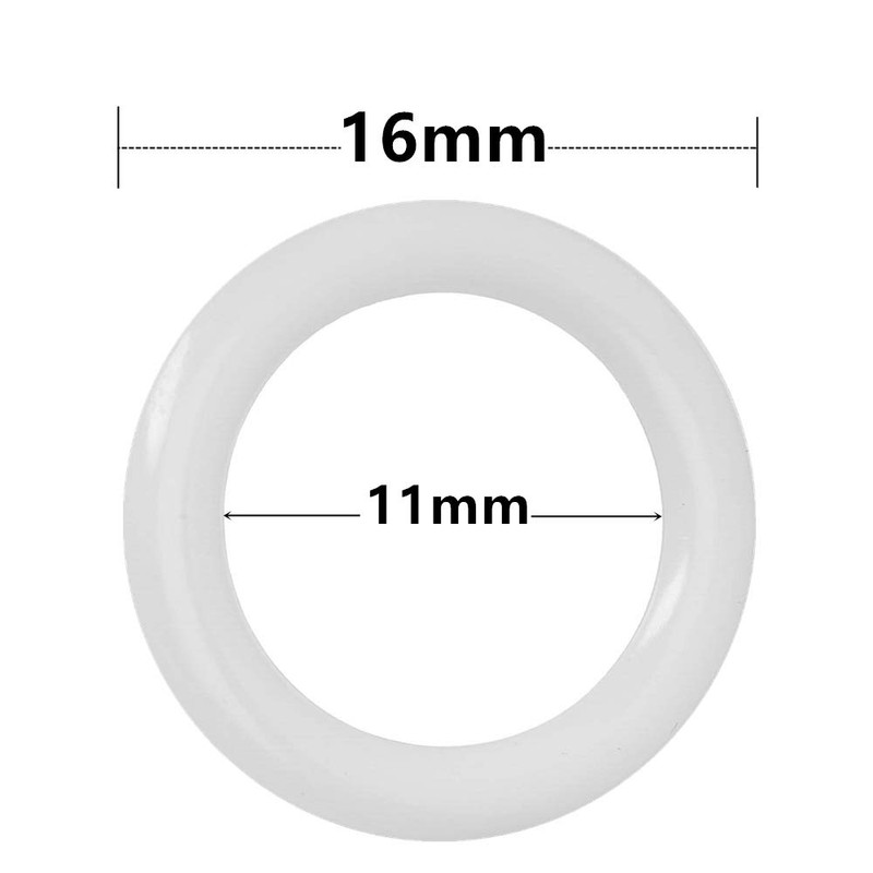 50pcs White Plastic Rings for Roman Shades 5/8"(16mm),Café Curtain Rings