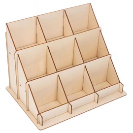 SHINEOFI Wooden Card Display Stand Display Shelves 3 Tiered Display Stand Greeting Cardboard Rack Retail Display Stand Portable Sticker Display Stand for Vendors