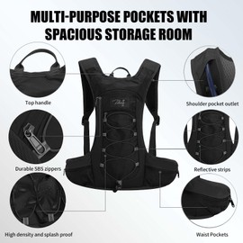 Zelnff Cycling Hydration Backpack with 2l Water Backpack,BPA free,Biking Daypack ,Water Pack for Running Hiking Riding Camping Cycling Climbing Fits Men & Women (Black with 2l bladder)