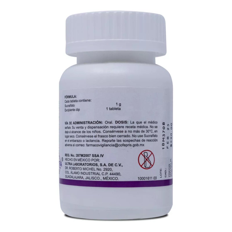 Sucralfato Frasco Con 40 Tabletas De 1g C/u Ultra