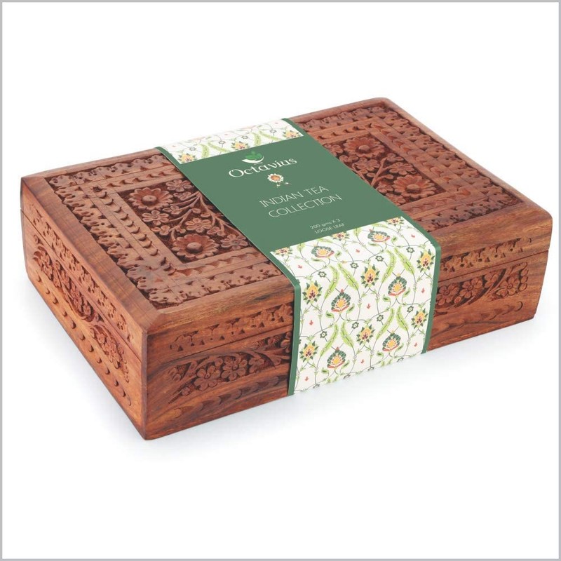 Octavius Wooden Caddy Tea Sampler Pack | 3 Premium Loose