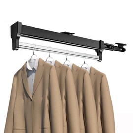 MAFAGE Valet Rod for Closet Pull Out, Adjustable Heavy Duty Steel Clothes Storage Hanger Rack Bar for Pants Coats (597mm/23.5inch)