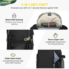 HALOVIE Sling Bag Men's Anti-Theft Shoulder Bag for Travel Sports - Lightweight Multifunctional Crossbody Shoulder Bag with RFID Protection