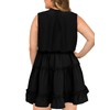 Eytino Womens Plus Size Sleeveless V Neck Drawstring Ruffle Tiered