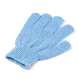FRCOLOR 2pcs Nylon Shower Gloves Exfoliating Bath Gloves for Men Women Blue Stretchy with Convenient Hanging Lanyard