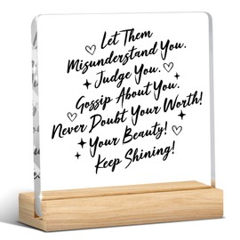 Let Them Mental Health Quotes Decor Motivational Mental Health Self Love Gifts for Women Men, Therapy Office Acrylic Sign With Wooden Decoration for Therapist Office Bedroom Dorm Apartment Decor