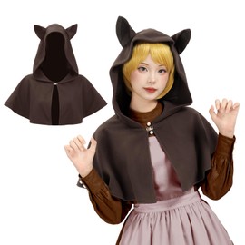 PROCOS Medieval Cowl Hood with Cat Ear Vintage Renaissance Hat Cloak Cosplay Costumes for Women