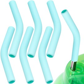 Isslly 6PCS Food Grade Silicone Straw Tips, Soft Reusable Straw Covers, Flexible Straw Replacement Elbows Tips for 5/16 in /8 mm Stainless Steel Straws, Metal Straws - Green