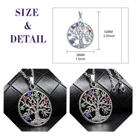 Feilok Stainless Steel Women's Necklace Chain Tree of Life Crystal Crystals with Pendant Jewellery Birthday Gifts for Women Girls Chain Length 55 cm, Stainless Steel Crystal, Crystal