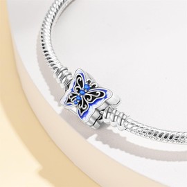 MICOO 925 Sterling Silver Snake Chain Butterfly Charms Bracelet, Evil Eye Bracelet with 5A Cubic Zirconia Bracelets for Women Birthday Gifts