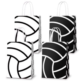 KERINGO 16 PCS Volleyball Gift Bags Volleyball Party Favor Treat Bags Volleyball Snacks and Candy Bags with Handles for Volleyball Theme Adults Birthday Party Decor
