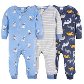 Gerber Baby Boy's Flame Resistant Fleece Footless Pajamas 3-Pack, Dogs/Dinos