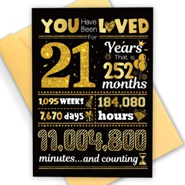 21th Birthday Card, 21th Birthday Gifts for Boys Girls, Son Grandson Daughter Grand Daughter, Party Decor Supply Ideas Birthday Gifts for Him or Her