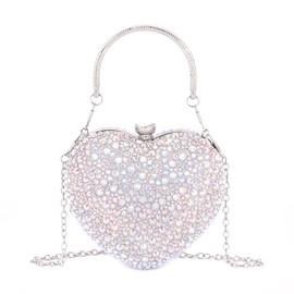 Naimo Womens Heart Bag Rhinestone Evening Bag Handbag Purse for Wedding Cocktail Party