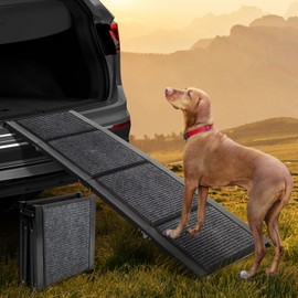 Dollate 63" Long Dog Ramp for Car,17" Wide Foldable Dog Ramps for Large Pet with Non-Slip Rug Surface,Up to 250 LBS for Car, SUV & Truck-L