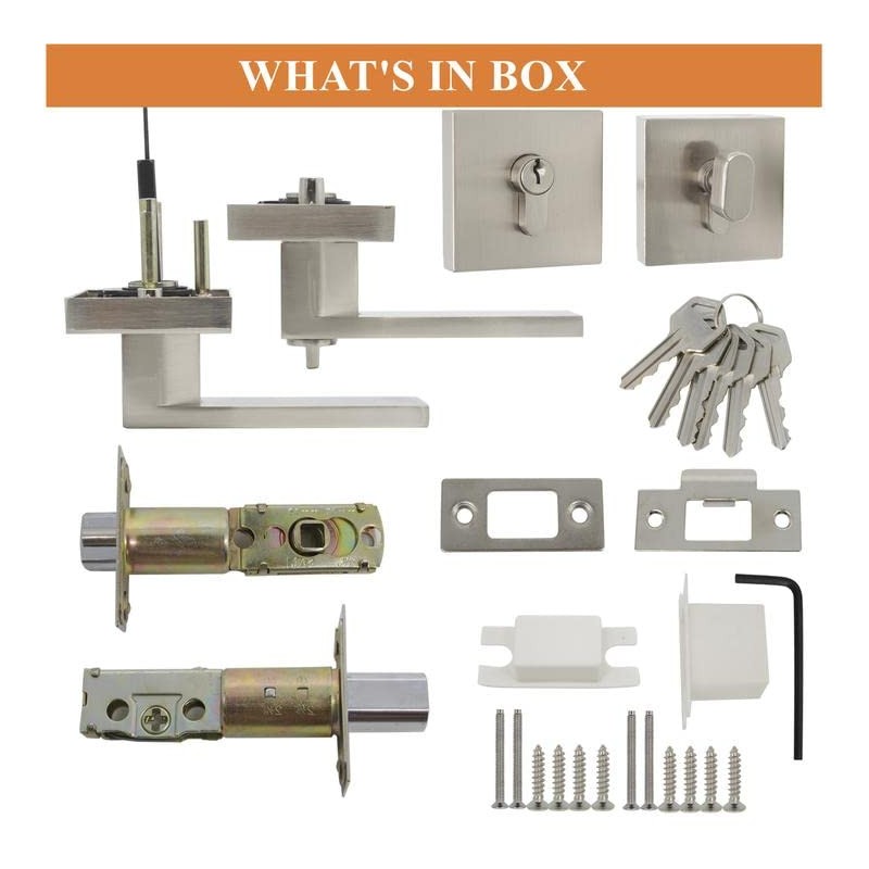 Probrico Square Entry Levers and Single Cylinder Deadbolts Combo Pack,