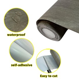 Teemall 10M Wood Grain Removable PVC Waterproof Border Wall Decor Self Adhesive Kitchen Bathroom Tiles Sticker Wallpaper Mirror Frame Sticker (Gray)