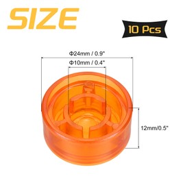 MECCANIXITY 10 Pcs Footswitch Toppers Guitar Pedal Button Caps Plastic Footswitch Top Cover 3/8" for Guitar Effects Pedal Buttons, Orange