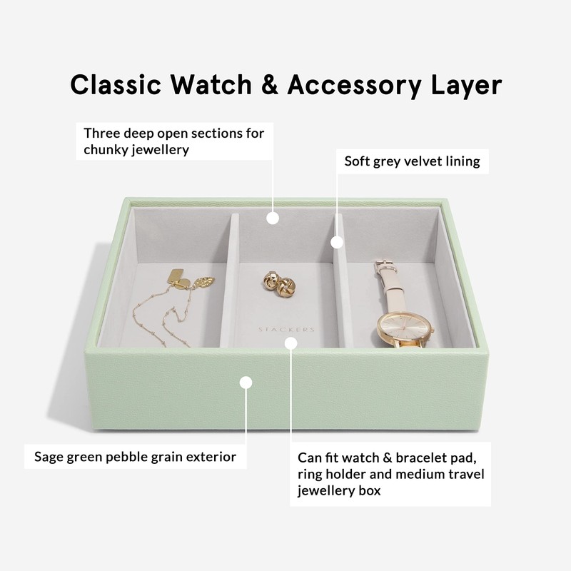Stackers Sage Green Classic Medium Jewellery Box Watch/Accessories Layer