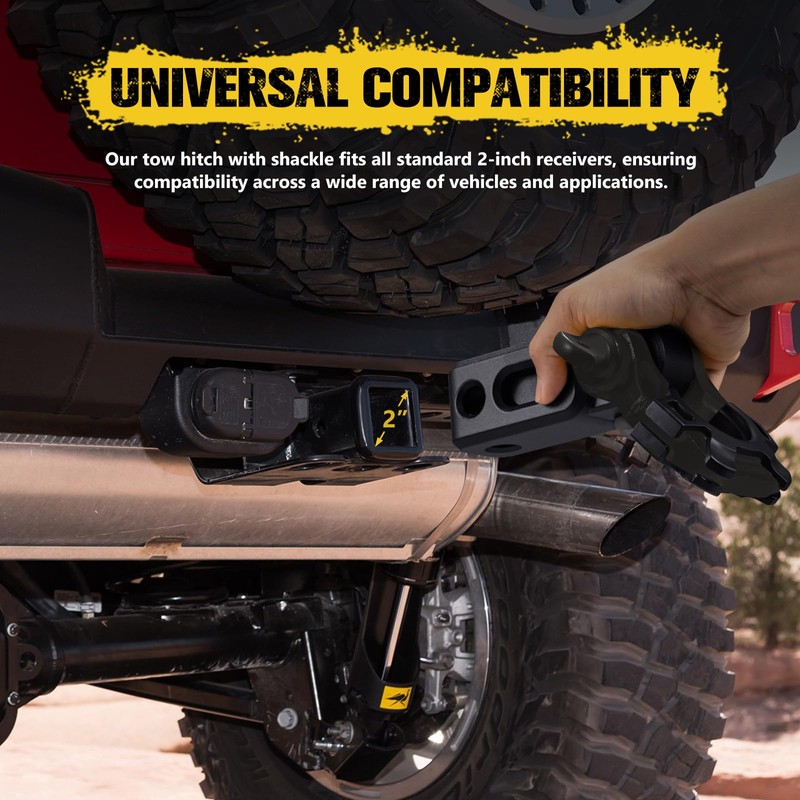 BUNKER INDUST Shackle Hitch Receiver 3/4" D Ring Shackle w/Trailer