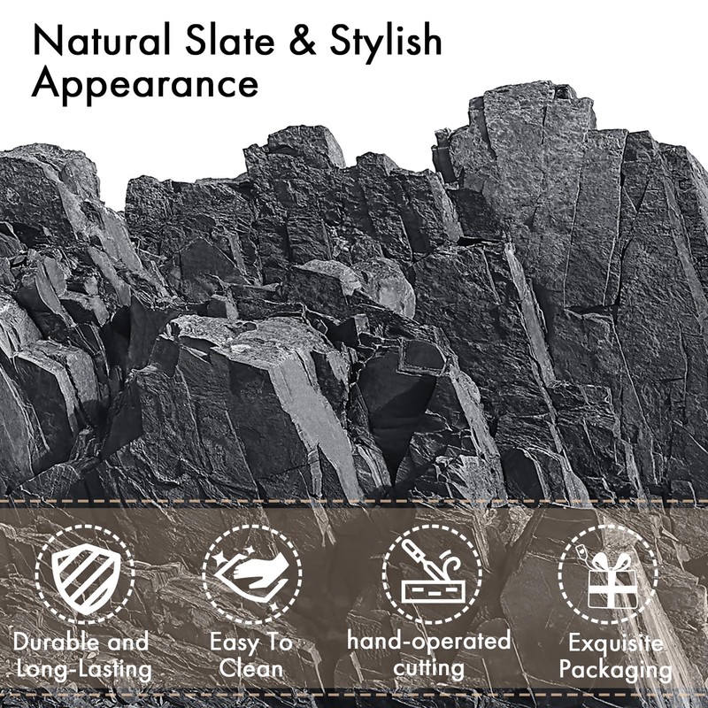 Slate Drink Coasters with Metal Holder, GOH DODD Set of