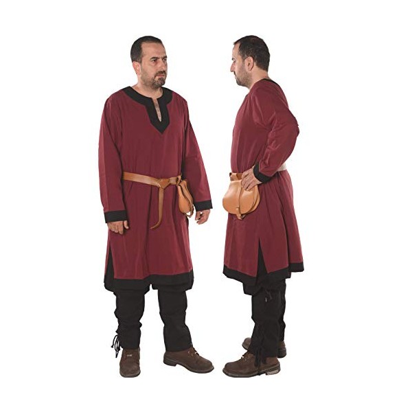 byCalvina - Calvina Costumes Arthur Medieval Viking LARP Renaissance Mens Cotton Tunic- Made in Turkey, S-BRG/BLC