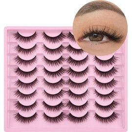 Lashes Natural Look Wispy Fasle Eyelashes 12mm Short Faux Mink Eyelashes Cat Eye Natural Strip Lashes Pack by Zegaine 16 Pairs