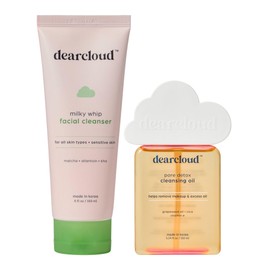 dearcloud dearcloud Double Cleanse Duo – Matcha Facial Cleanser & Detox Oil Cleanser - Korean Skin Care for Deep Pore Cleaning, Gentle Face Wash & Eye Makeup Removal