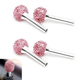 Zigeiya 4 PCS Car Bling Inner Door Lock Covers, Sparkling Rhinestone-encrusted Pull Knob Cap, Rust-proof Anti-slip Decorative Cover, Universal Fashion Interior Modification Part for Cars (Pink)