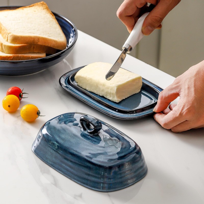 Hasense Ceramic Butter Dish and Spoon Rest, Salt and Pepper