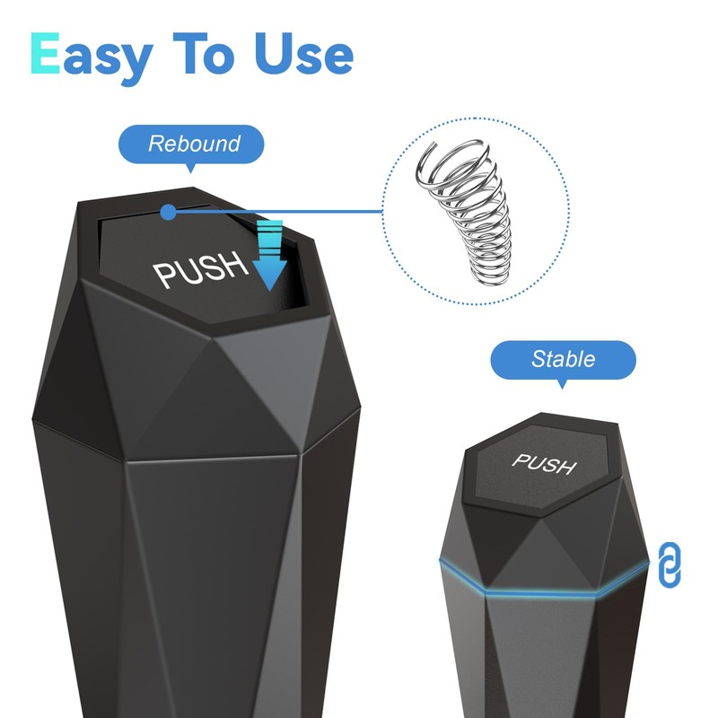 SINSEN Car Trash Can, Garbage Bin Mini Trashcan, Interior Automotive