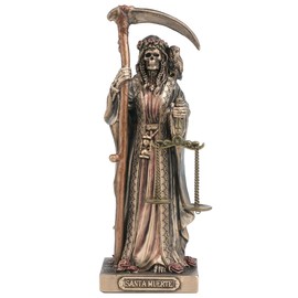 Veronese Design 4 1/4 Santa Muerte Holding Scythe and Scale Polystone Hand Painted Bronze Collectible Figurine Home Decor