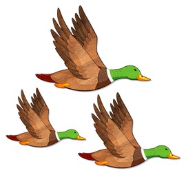 Bnesi 3 Pieces Wood Duck Decor Farmhouse Hunting Decoration Vintage Flying Duck Wall Art Nursery Wall Decoration Wooden Duck Decor for Classroom Home Bedroom Living Room Playroom (Classic)