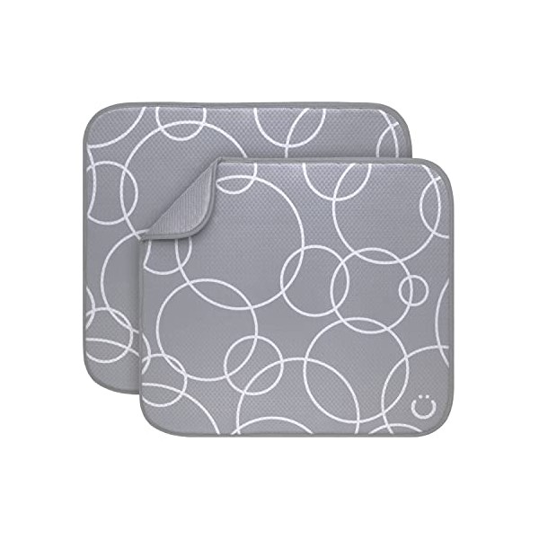 Ubbi 10380 Microfiber Dish Drying Mat, Baby Bottle Drying Mat, Kitchen Counter Dish Mat, Pack of 2, Gray