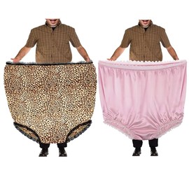 FUNNYPKT 2Pcs Big Undies Gag Gift Funny Big Underwear Mama Undies Plus Size Granny Panties White Elephant Joke Gift for Women Men Funny Joke Gag Prank Gifts(Pink+Leopard)