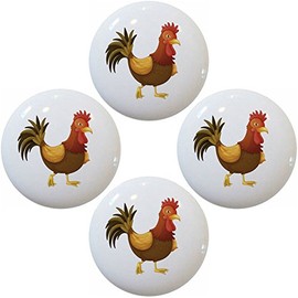 Strutting Rooster Ceramic Cabinet Drawer Pulls Knobs (Set of 4 Knobs)