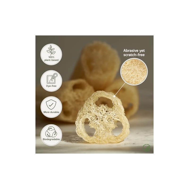 Juego Esponjas Lufa Green Glow 100 Origen Vegetal Colorantes Biodegradables