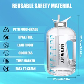 Acxilexy Water Bottle with Straw, 1 Gallon/3.5 L, BPA-Free, Leak-Proof Plastic Sports Bottle, Water Bottle with Time Markers, Water Bottle for Fitness, Office, Outdoor, Home